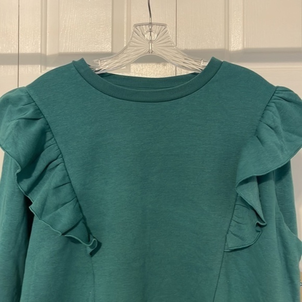 There Abouts Womens Sweatshirt with Ruffle detail Green Size‎ 3XL - Picture 2 of 8